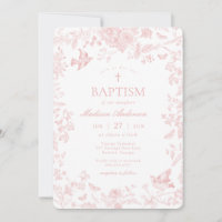 Pink Toile De Jouy French Floral Baptism