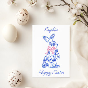 Pink Toile De Jouy Happy Easter Greeting Card