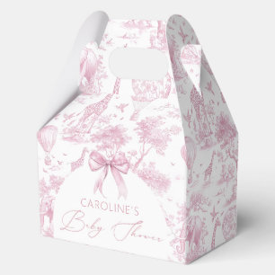 Pink Toile de Jouy Safari Baby Shower Favour Box