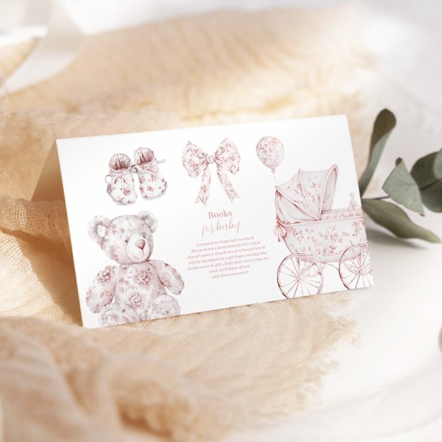 Pink Toile De Jouy Toys Baby Shower Books for Baby Enclosure Card (Creator Uploaded)