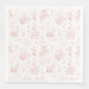Pink Toile De Jouy Vintage Floral Chinoiserie Napkin
