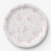 Pink Toile De Jouy Vintage Floral Chinoiserie