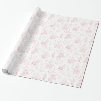 Pink Toile De Jouy Vintage Floral Chinoiserie Wrapping Paper