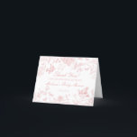 Pink Toile De Jouy Vintage Floral Thank You Card<br><div class="desc">This Pink Chinoiserie Party Decor Collection, features delicate toile floral patterns for timeless elegance. Each piece in this collection showcases intricate designs in shades of pink, evoking a sense of sophistication and elegance. ★ Let me help you plan your next party! ★ If you need coordinating décor, please check my...</div>
