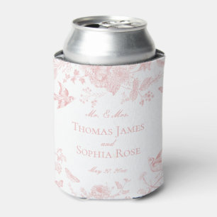 Pink Toile De Jouy Vintage Floral Wedding Favours Can Cooler