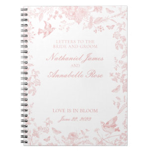 Pink Toile De Jouy Wedding Letters Bride and Groom Notebook