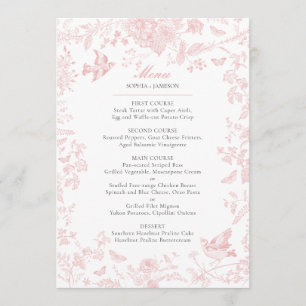 Pink Toile de Jouy Wedding Menu