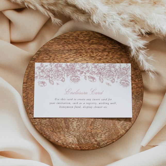 Pink Toile Enclosure Card Custom Insert Floral  (Creator Uploaded)