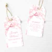 Pink Toile Floral Baby Girl Shower Thank You