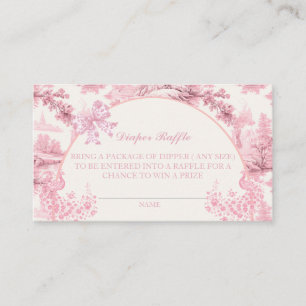 Pink Toile Floral Bow Book for Baby Girl Shower Enclosure Card