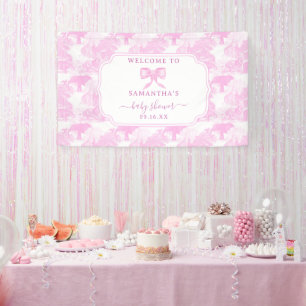 Pink Toile Jungle Animals Safari Chinoiserie Baby Banner