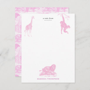 Pink Toile Jungle Animals Safari Chinoiserie Card