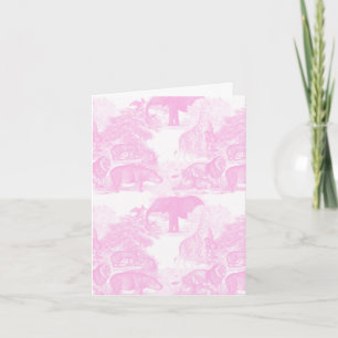 Pink Toile Jungle Animals Safari Chinoiserie Card