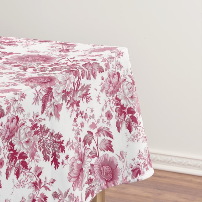 Pink Toile Pattern Tablecloth (In Situ)