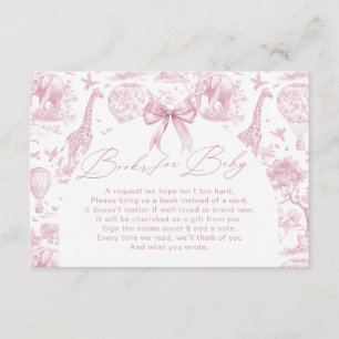 Pink Toile Safari Animal Books For Baby Enclosure Card
