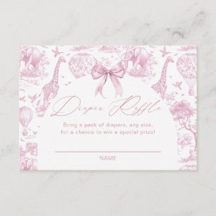 Pink Toile Safari Animal Diaper Raffle Enclosure Card