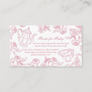 Pink Toile Tea Party Books for Baby Enclosure Card