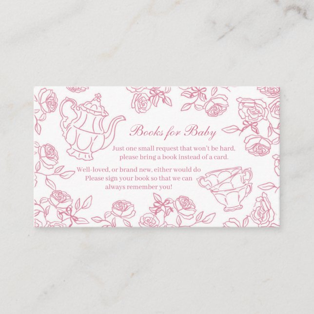 Pink Toile Tea Party Books for Baby Enclosure Card (Front)