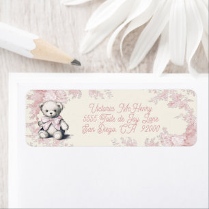 Pink Toile Teddy Bear Baby Shower