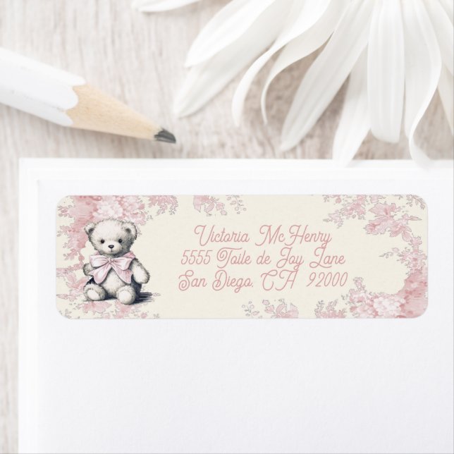Pink Toile Teddy Bear Baby Shower (Insitu)
