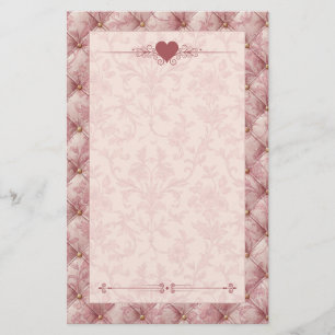 Pink Toile Tufted Velvet Romance Stationery