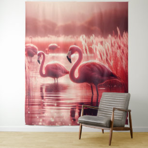 Pink Tone Flamingos Tapestry