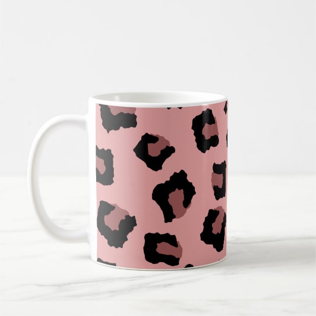 Pink Tone Leopard Seamless Pattern  Coffee Mug (Left)