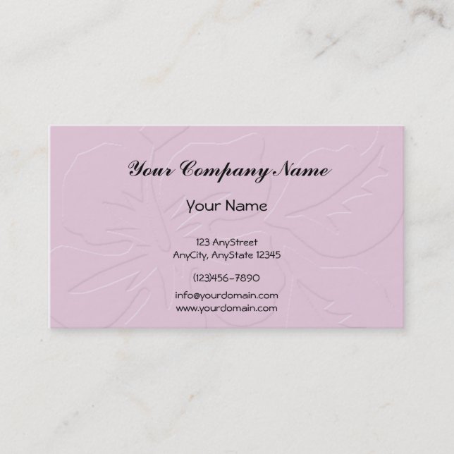 Pink Tone on Tone Hibiscus Business Card (Front)