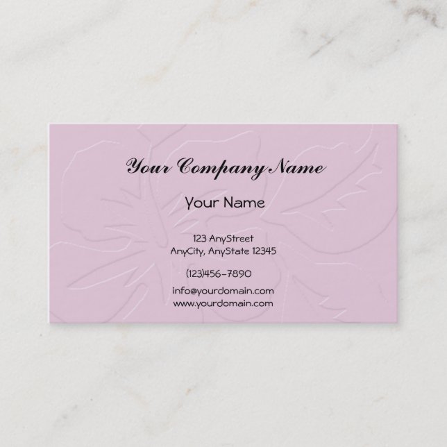 Pink Tone on Tone Hibiscus Business Card (Front)