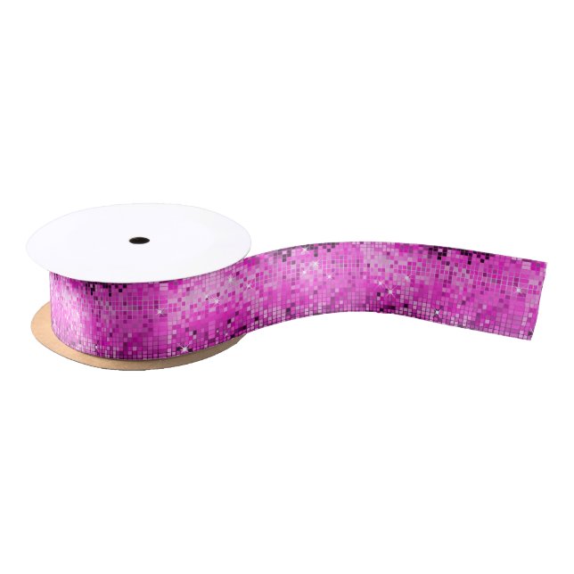 Pink Tones Disco Glitter texture Satin Ribbon (Spool)
