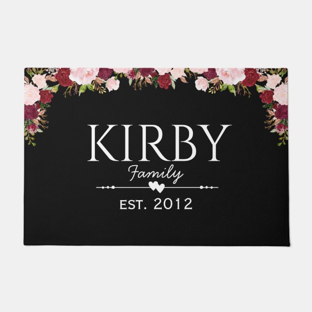 Pink Tones Floral Door Matt Personalised Doormat (Front)