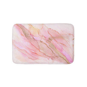 Pink Tones in Clouds of Ink With Gold Bath Mat