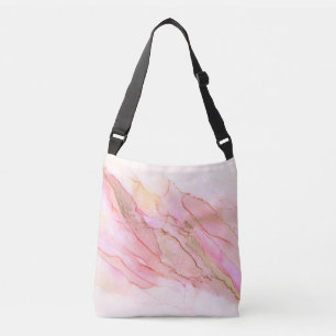 Pink Tones in Clouds of Ink With Gold Crossbody Bag