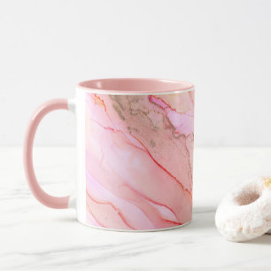 Pink Tones in Clouds of Ink With Gold Mug