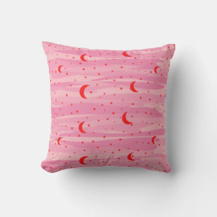 Pink Tones Night Sky - Moon & Stars  Cushion