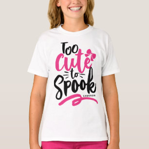 Pink Too Cute To Spook Lettering Halloween T-Shirt