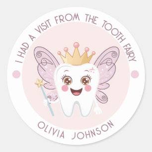 Pink Tooth Fairy Classic Round Sticker