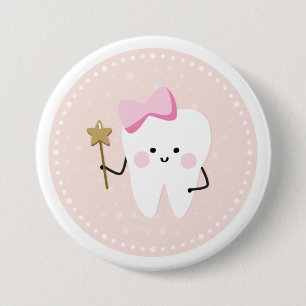Pink Tooth Fairy Pin Button
