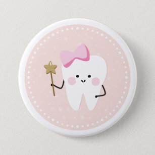 Pink Tooth Fairy Pin Button