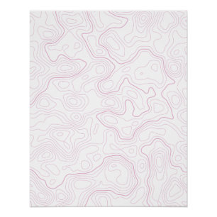 Pink Topographic Map Wall Poster