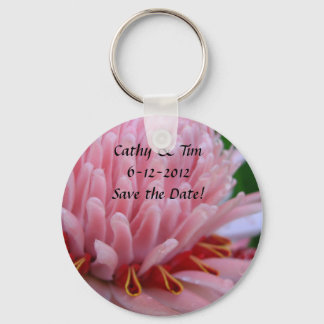 Pink Torch Ginger Wedding Save the Date Keychains