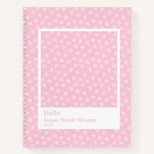 Pink Tossed Stars Large Transparent Frame Notebook