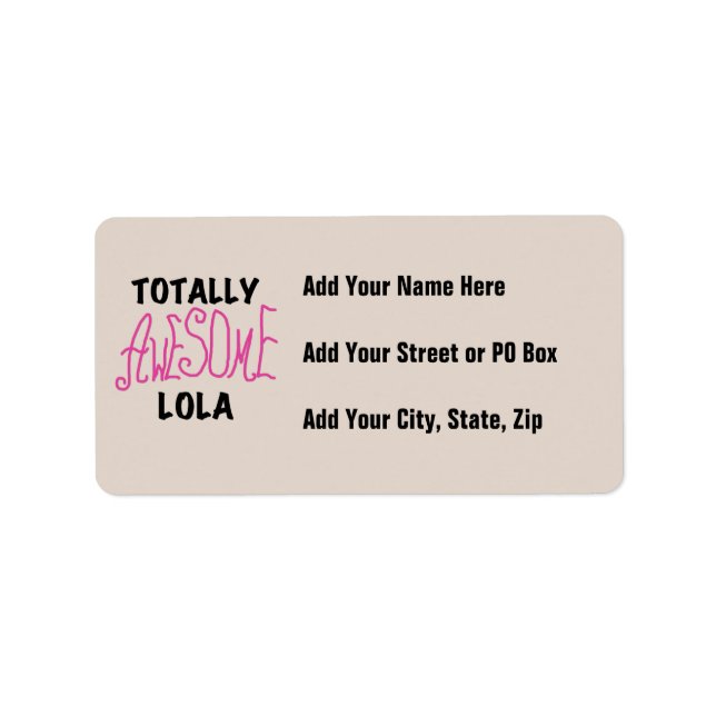 Pink Totally Awesome Lola T-shirts and Gifts Label (Front)