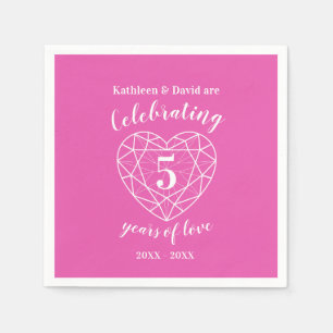 Pink tourmaline anniversary 5 years of love napkin