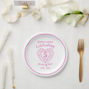 Pink tourmaline anniversary 5 years party plates