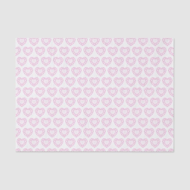 Pink tourmaline gemstone heart pattern tissue tissue paper (Front)