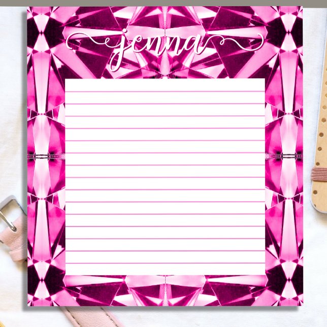 Pink Tourmaline Gemstone Lined Personalised Notepad (Creator Uploaded)