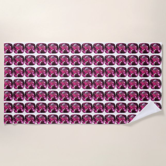 Pink Tourmaline Gemstone Pattern Beach Towel (Front)