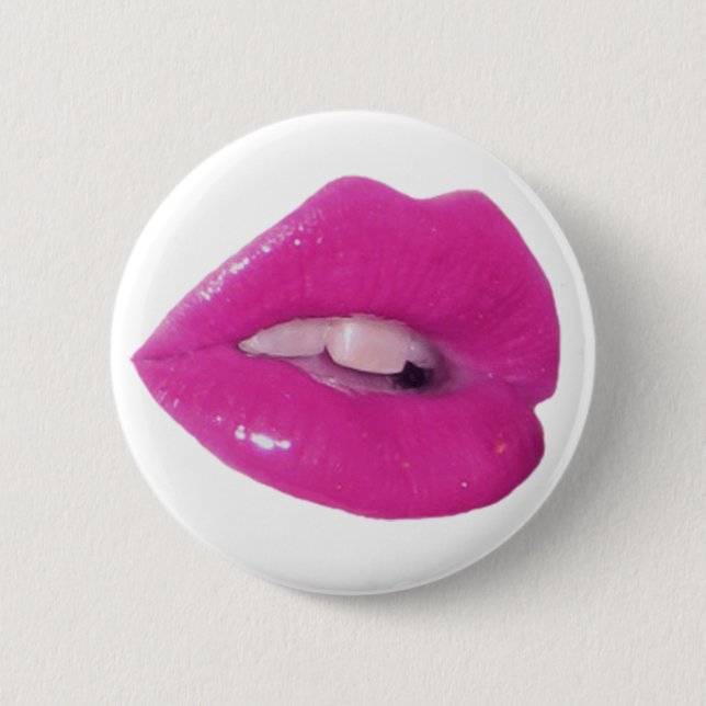 Pink Toxic Kiss 6 Cm Round Badge (Front)