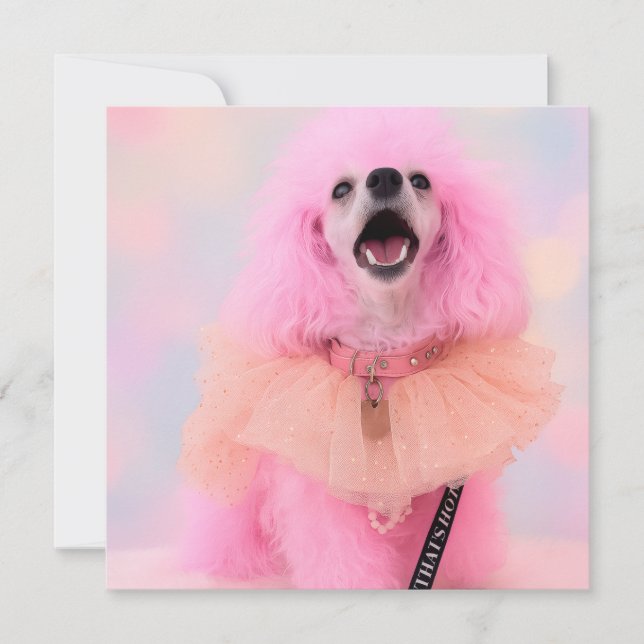Pink Toy Poodle, Mozzarella The Poodle, card (Front)